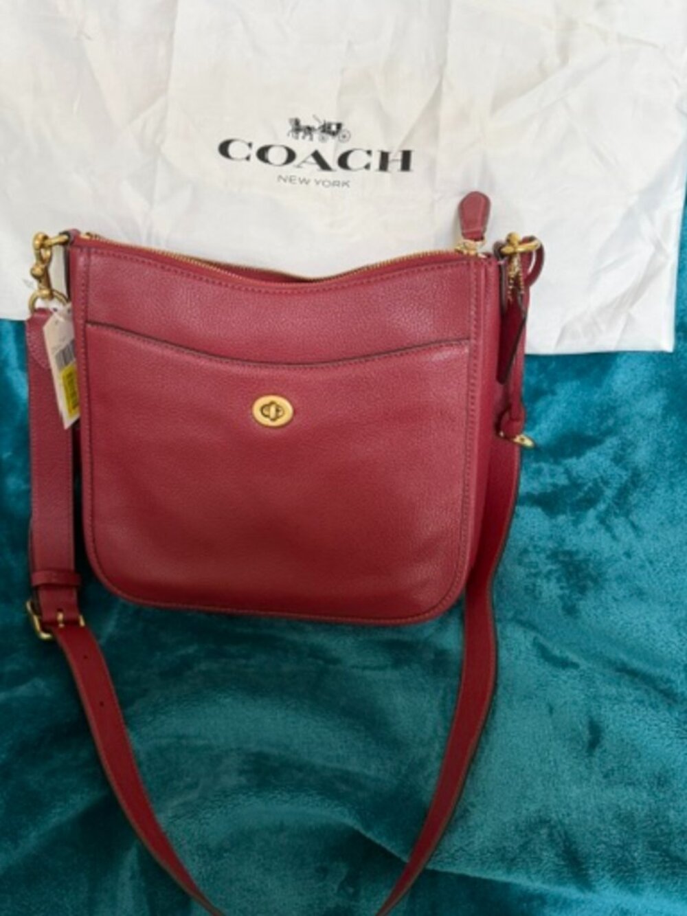 Coach NWT Chaise Cherry Pebbled Leather Crossbody / Shoulder Bag.
